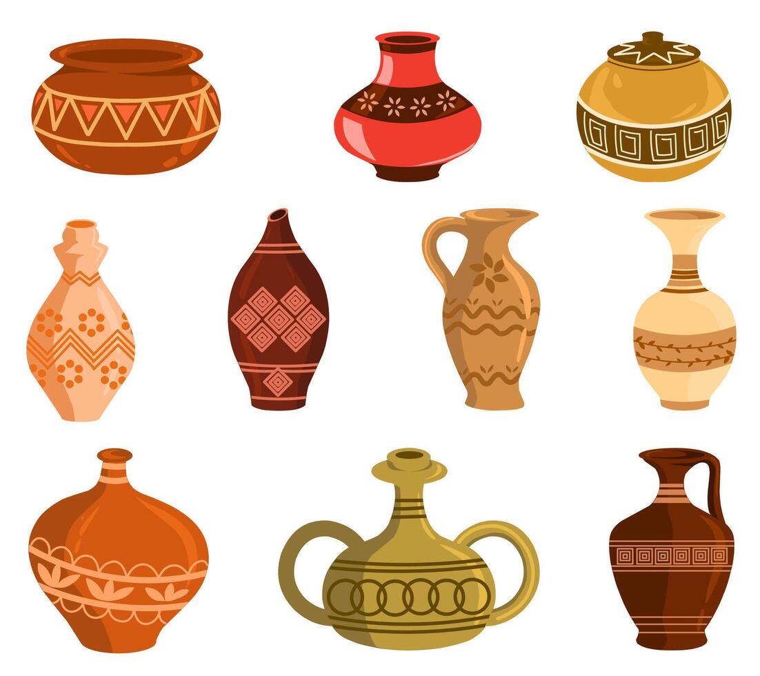 Decorative pots and vases collection vector