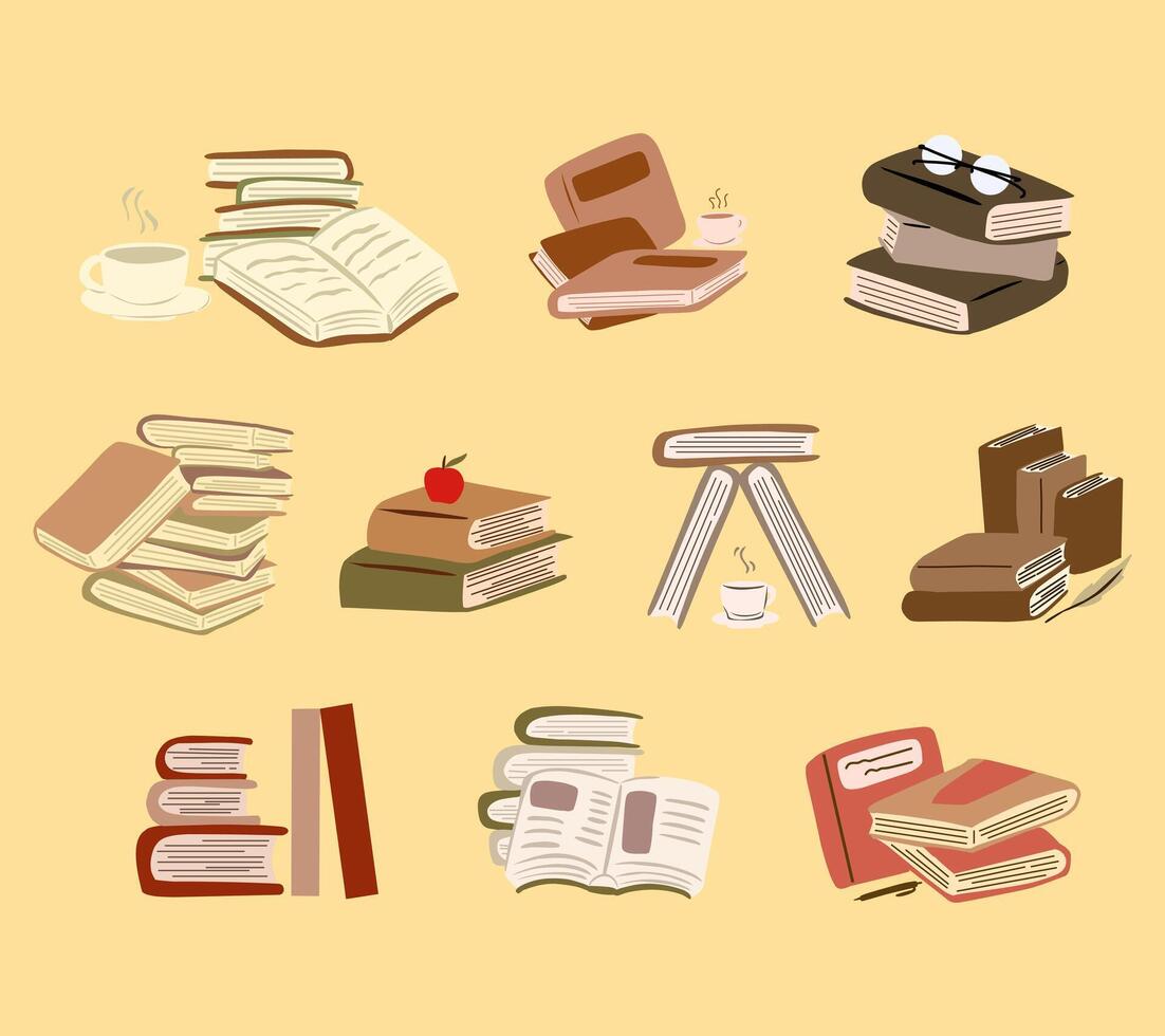 illustration of books and coffee vector