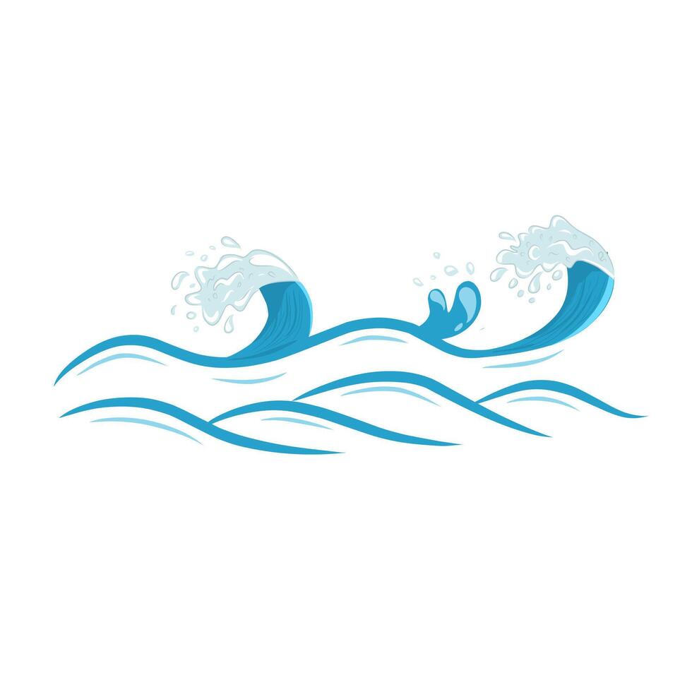 Graphic illustration of wave rolling up in ocean with blue, abstract wave illustration. vector