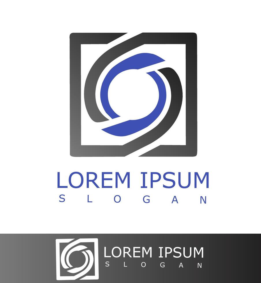 Modern logo with a blue and black circular abstract design vector