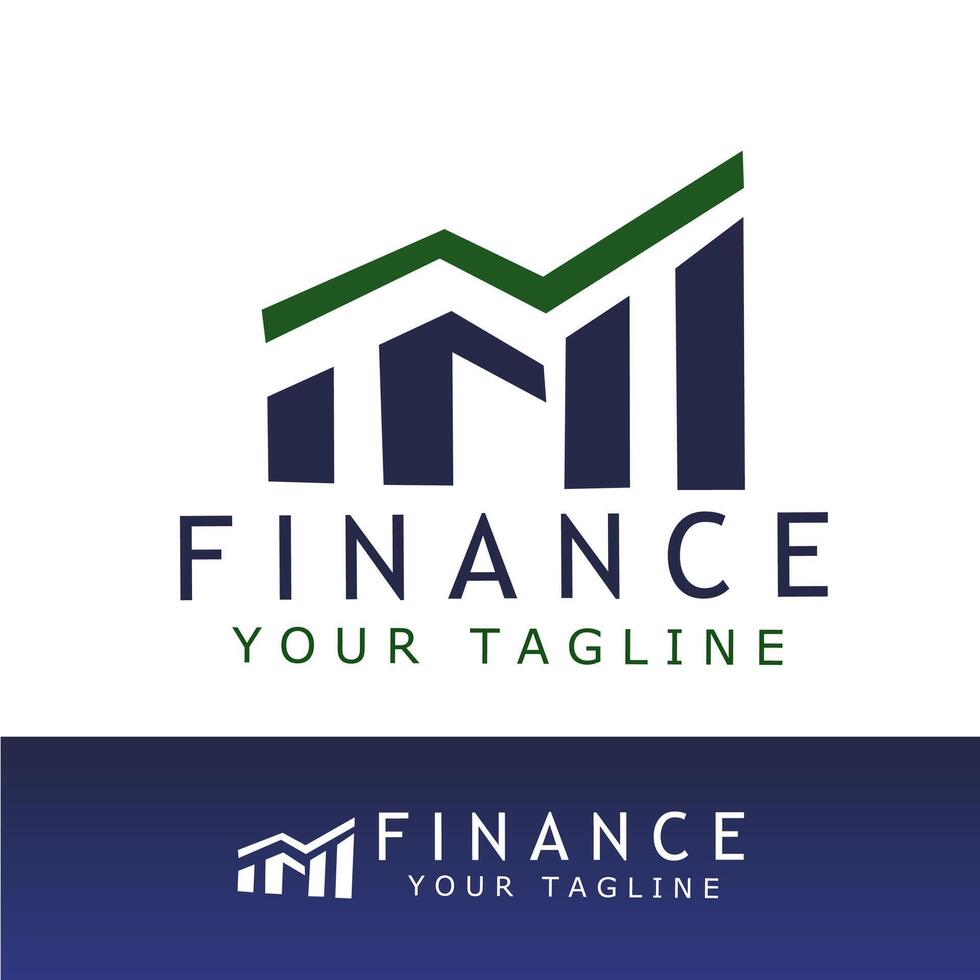 A finance logo with ascending bar chart and green line, symbolizing financial growth, investment success, and upward business trends. Perfect for finance, accounting, or investment firms vector