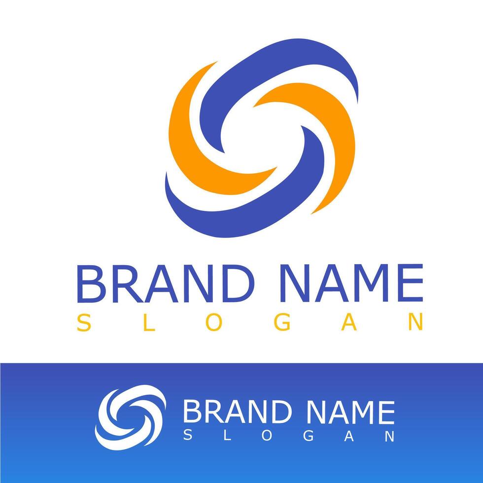 Dynamic and abstract logo featuring blue and orange swirling shapes forming a circular motion. Ideal for tech, energy, consulting, or creative industries vector