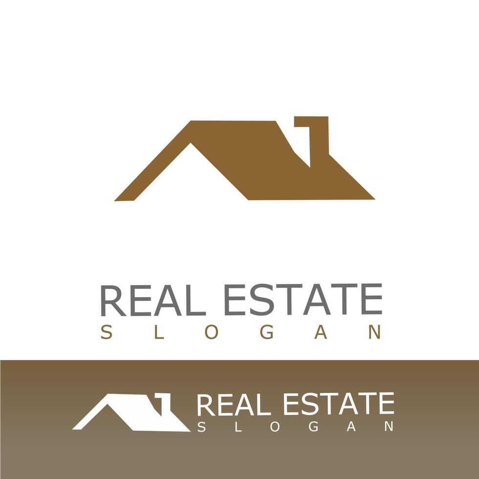clean and professional real estate logo featuring a brown minimalist roof design with a chimney, symbolizing property, housing, and construction vector