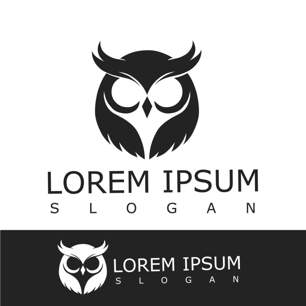 Modern owl logo design with symmetrical, abstract shapes in black and white. Ideal for education, tech, or creative branding vector