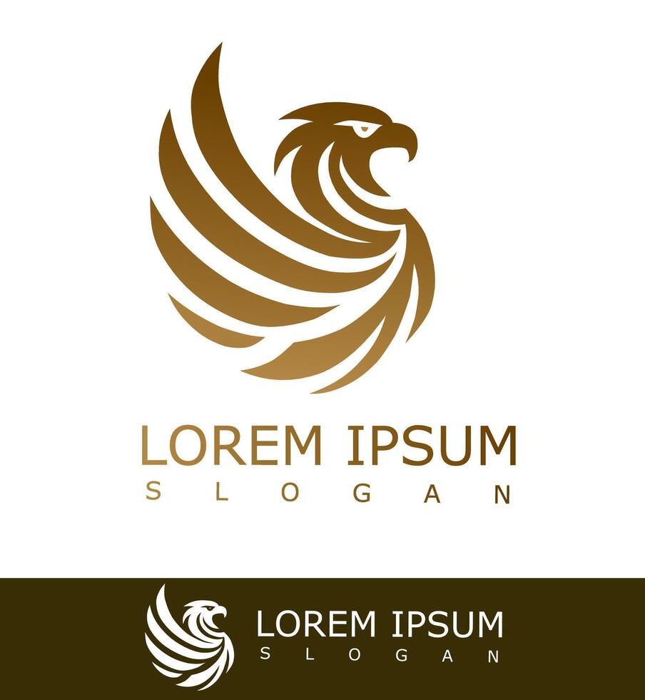 Stylized golden eagle logo with curved wings on a clean background, representing power, vision, and prestige, ideal for premium brands or institutions vector