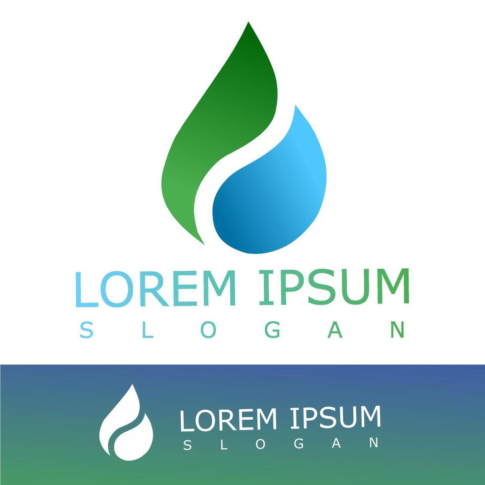 A modern logo with a green and blue abstract water and leaf shape, symbolizing nature, purity, and sustainability vector
