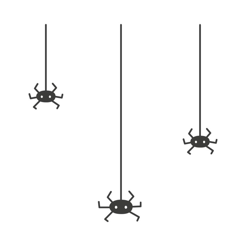 Black spiders hanging on spiderweb vector