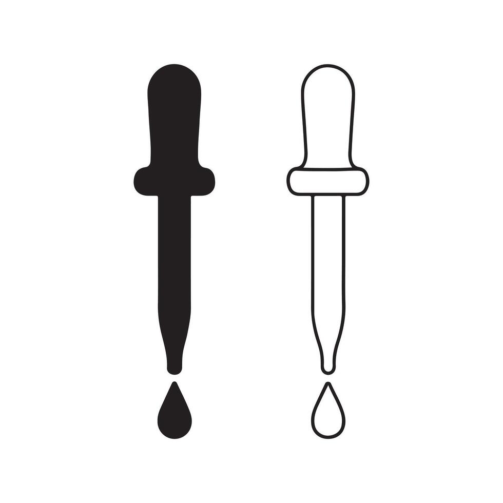 Dropper Pipette Silhouette and Line Art Icon vector