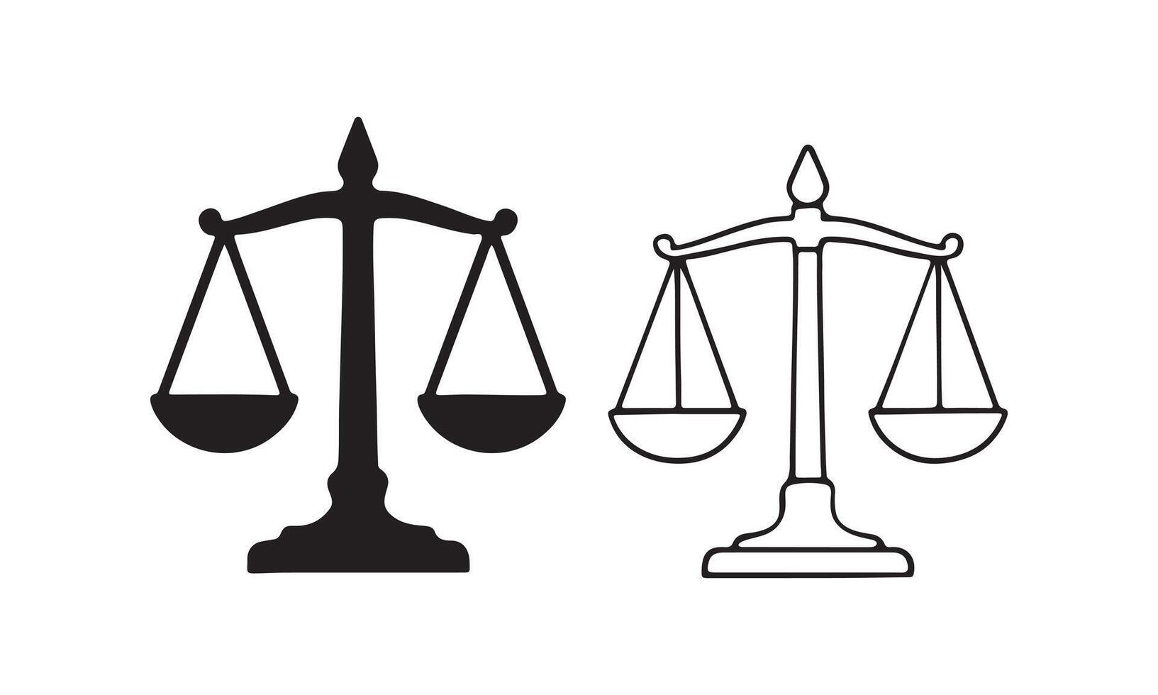 Balance Scale Silhouette and Line Art Icon vector