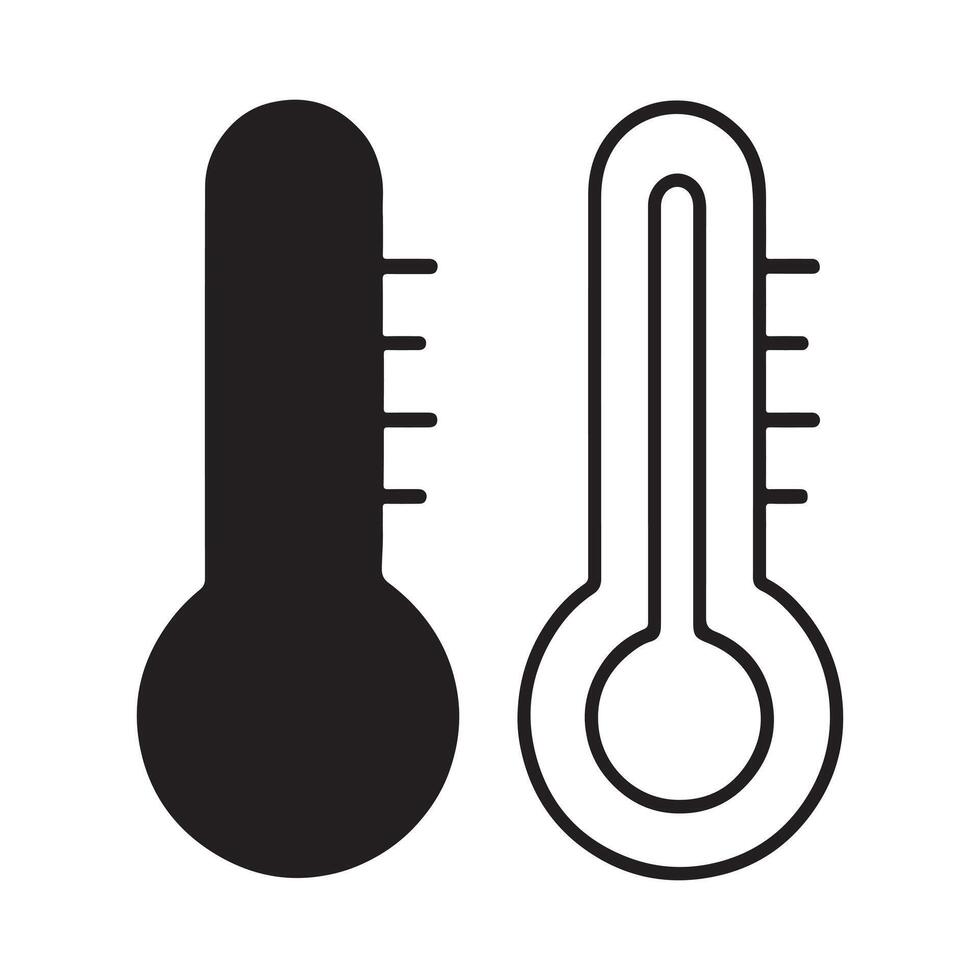 Thermometer Silhouette and Line Art Icon vector