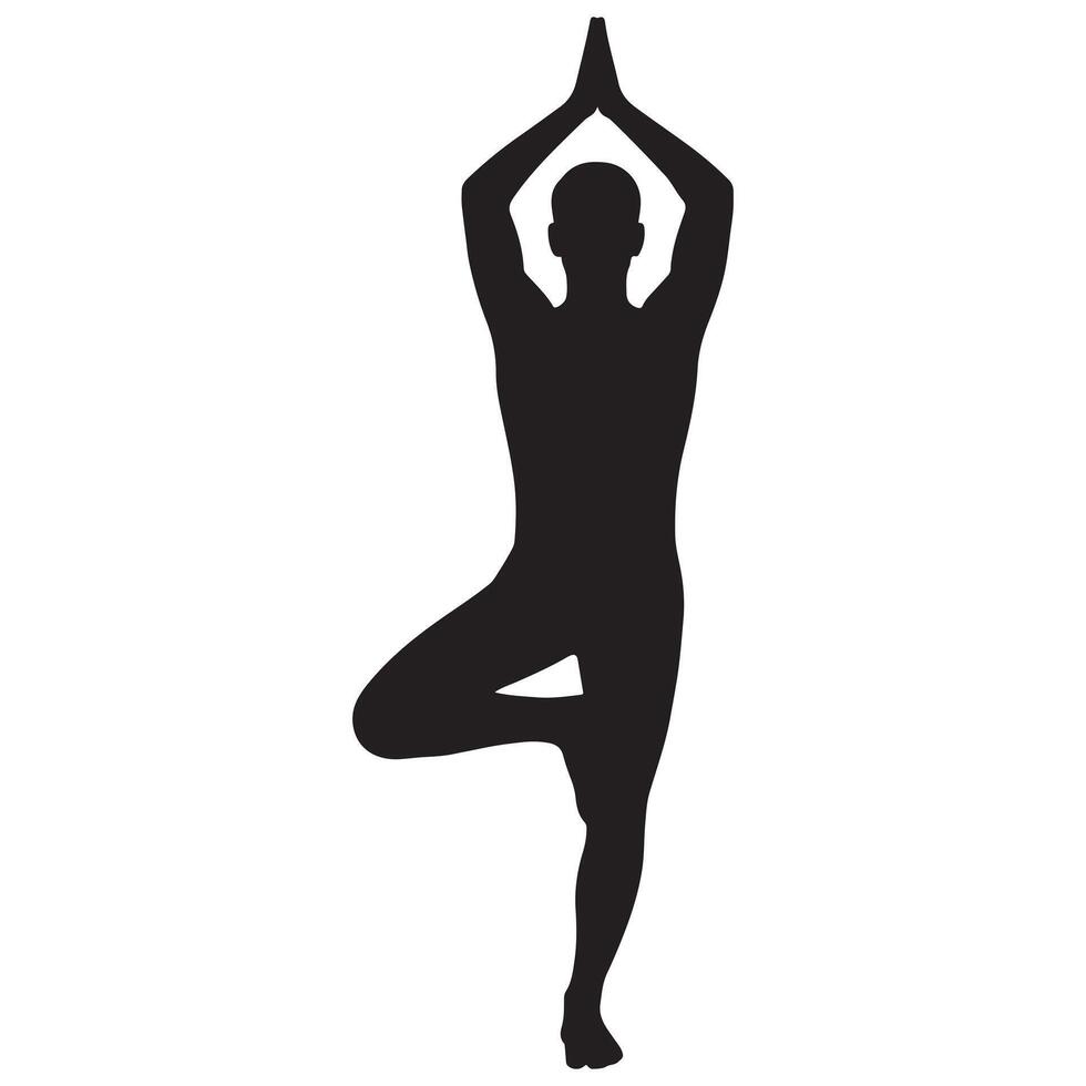 Yoga Man Silhouette Artwork on White Background vector