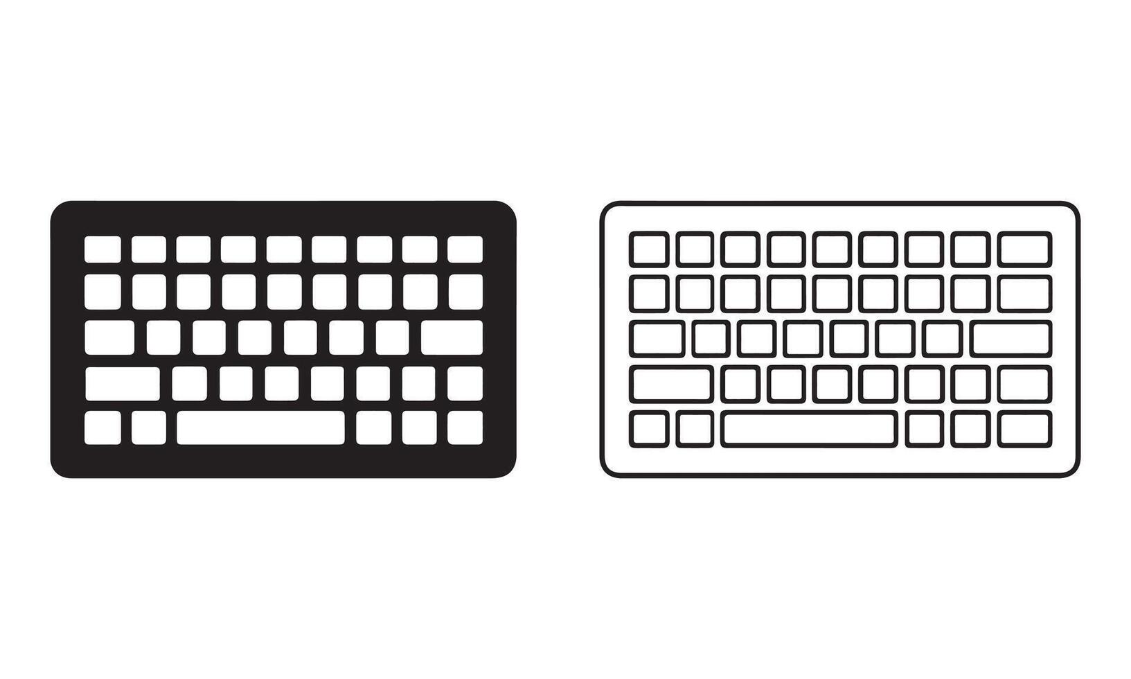 computer keyboard silhouette and line art icon vector