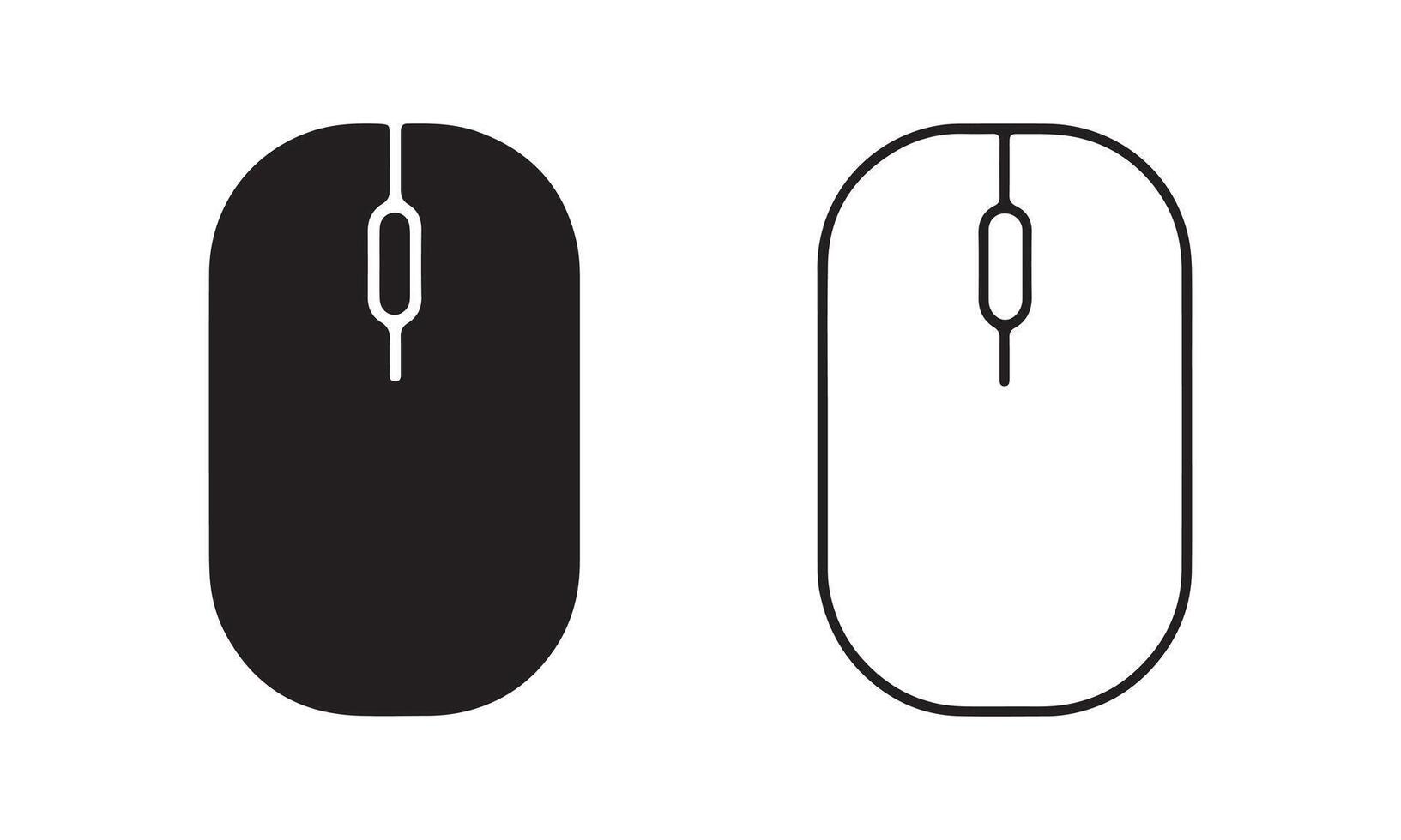 computer Mouse silhouette and line art icon. vector