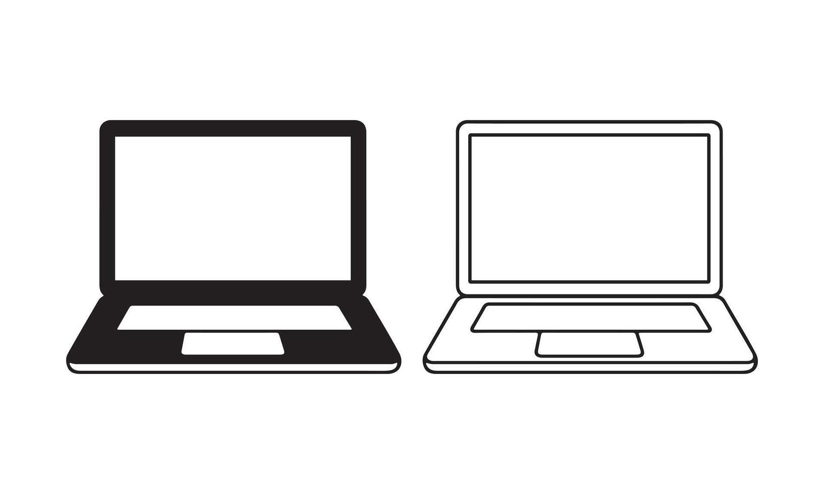 Laptop Silhouette and Line Art Icon vector