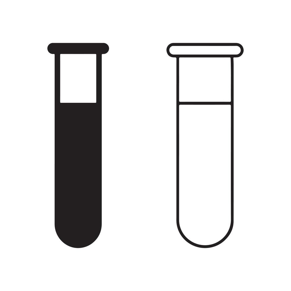 Test Tube Silhouette and Line Art Icon Isolated on White Background vector