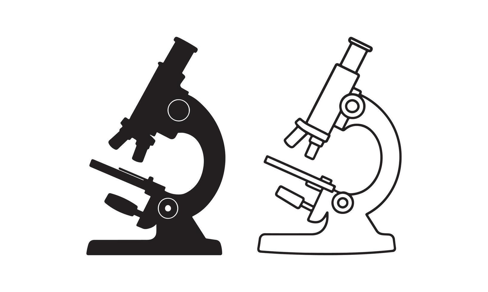 Microscope Silhouette and Line Art Icon vector