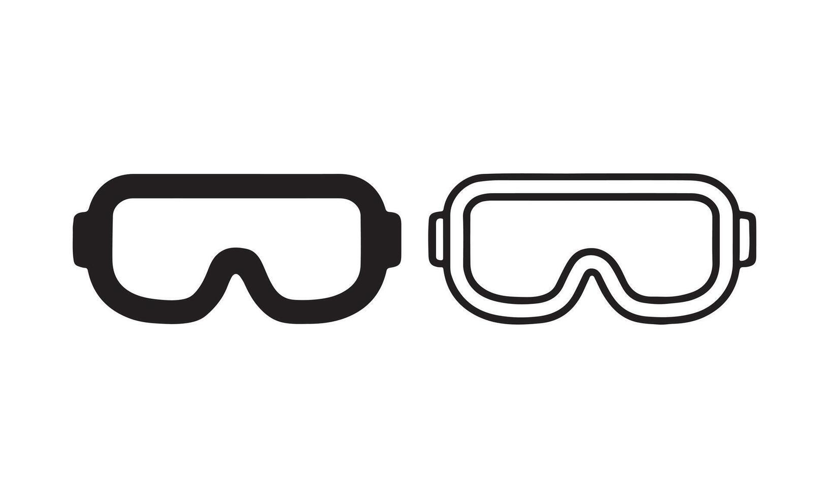 Safety Goggles Silhouette and Line Art Icon vector