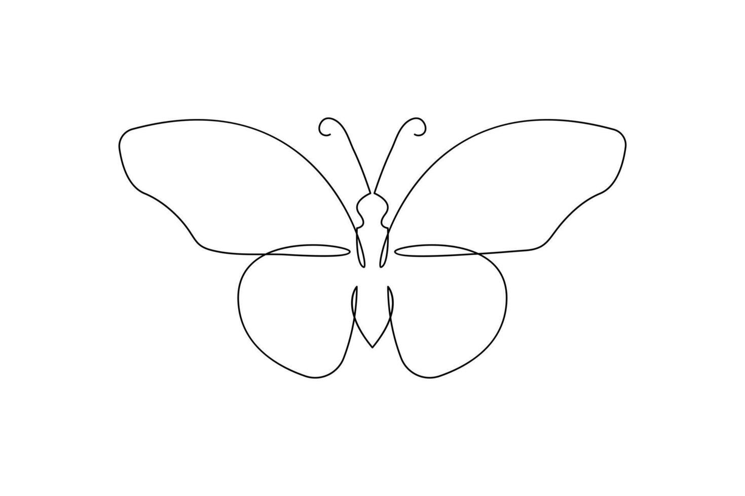 Butterfly outline art in continuous line minimalist drawing style vector
