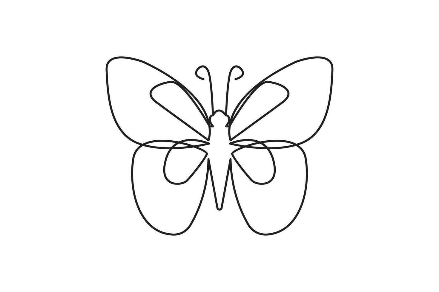 Butterfly continuous one line drawing in minimalist style outline illustration vector