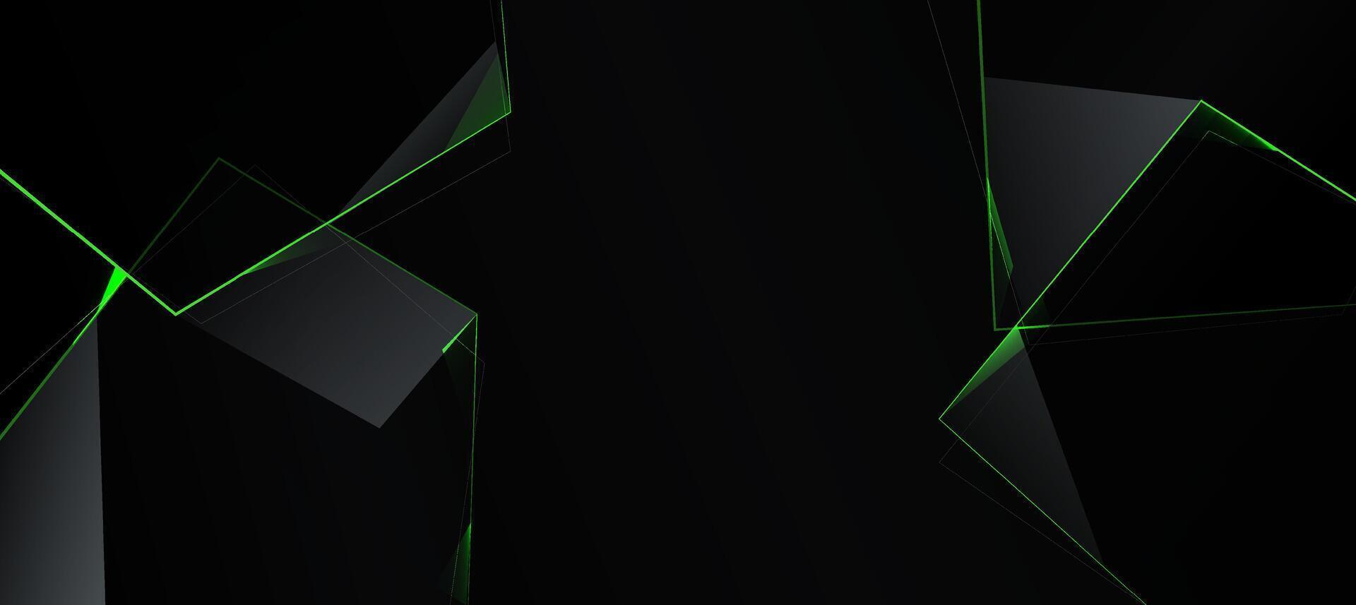 abstract green light digital diagonal lines on dark background vector