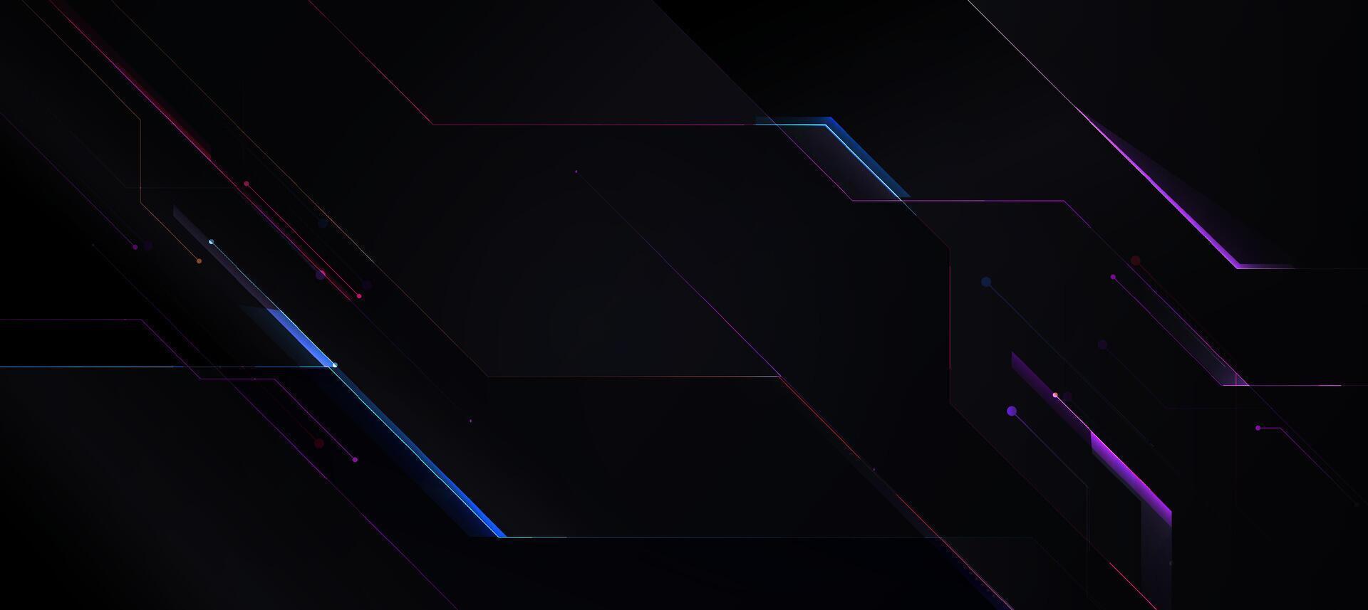 The cyber digital background with glowing lines blue and purple vector