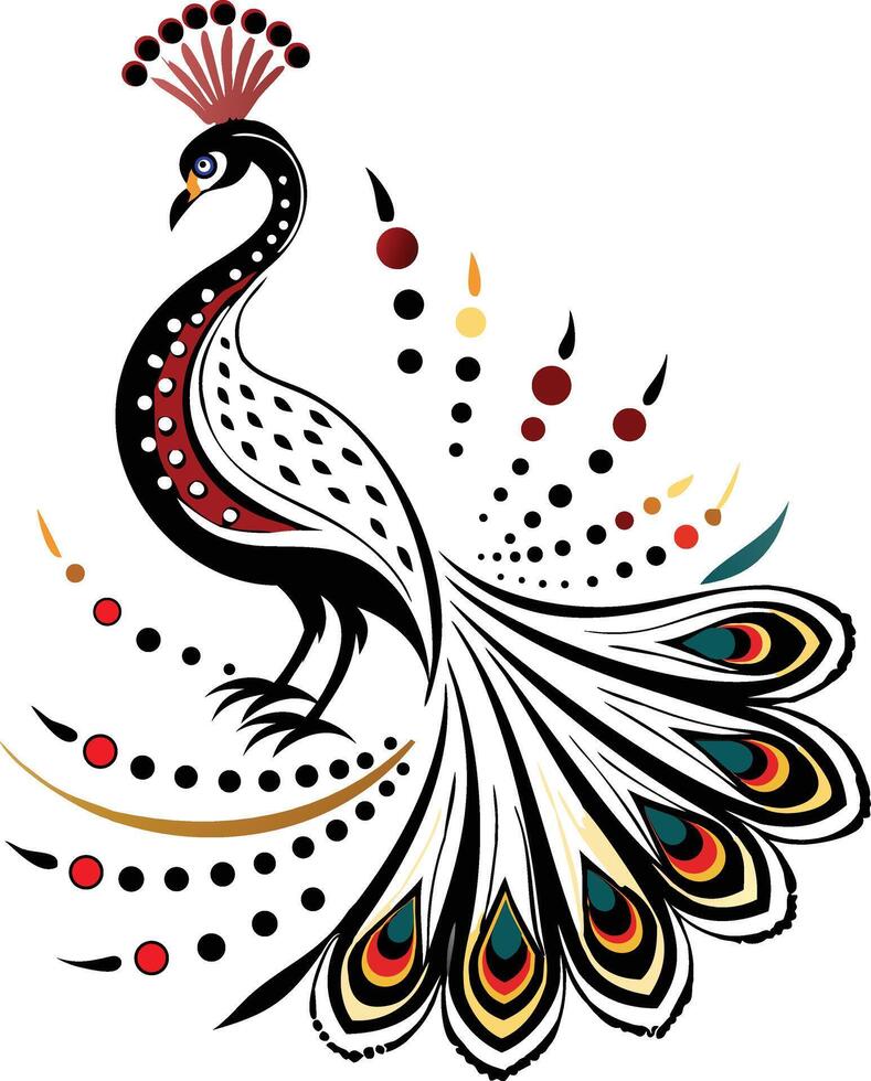 Stylized Peacock with Ornamental Feathers vector
