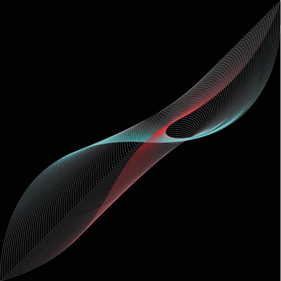 Abstract neon lines swirling on a black background vector
