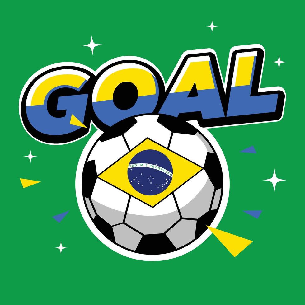 Soccer Goal With Brazil Flag Colors vector