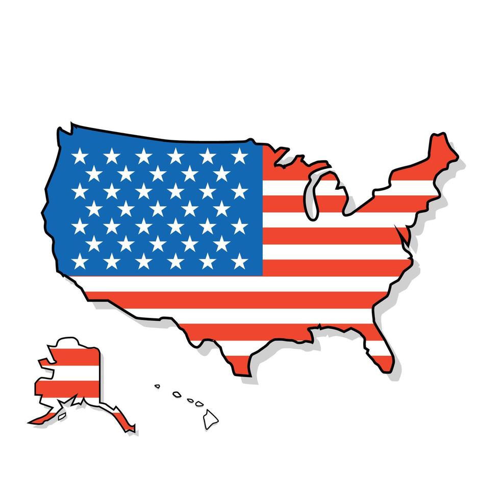 Trendy USA Map with American Flag Design vector