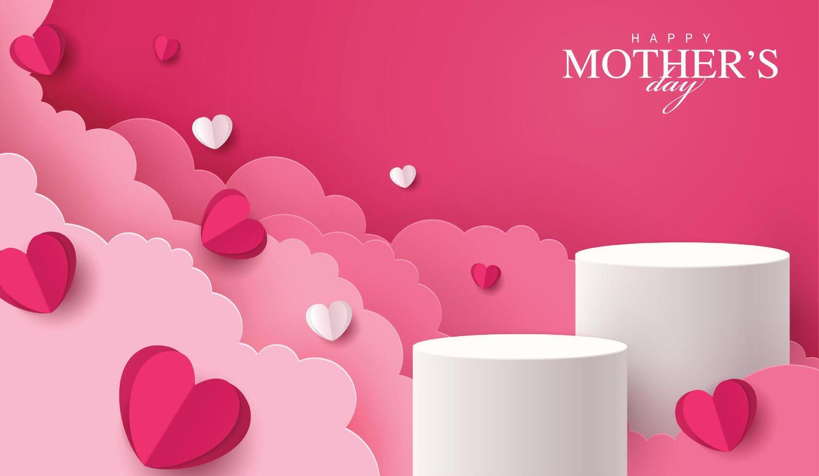 Colorful Mother's Day decor with hearts vector