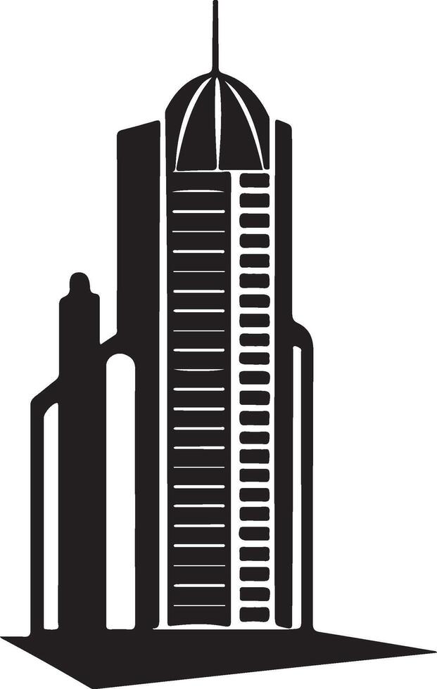 Modern Skyscraper Silhouette, Black and White vector