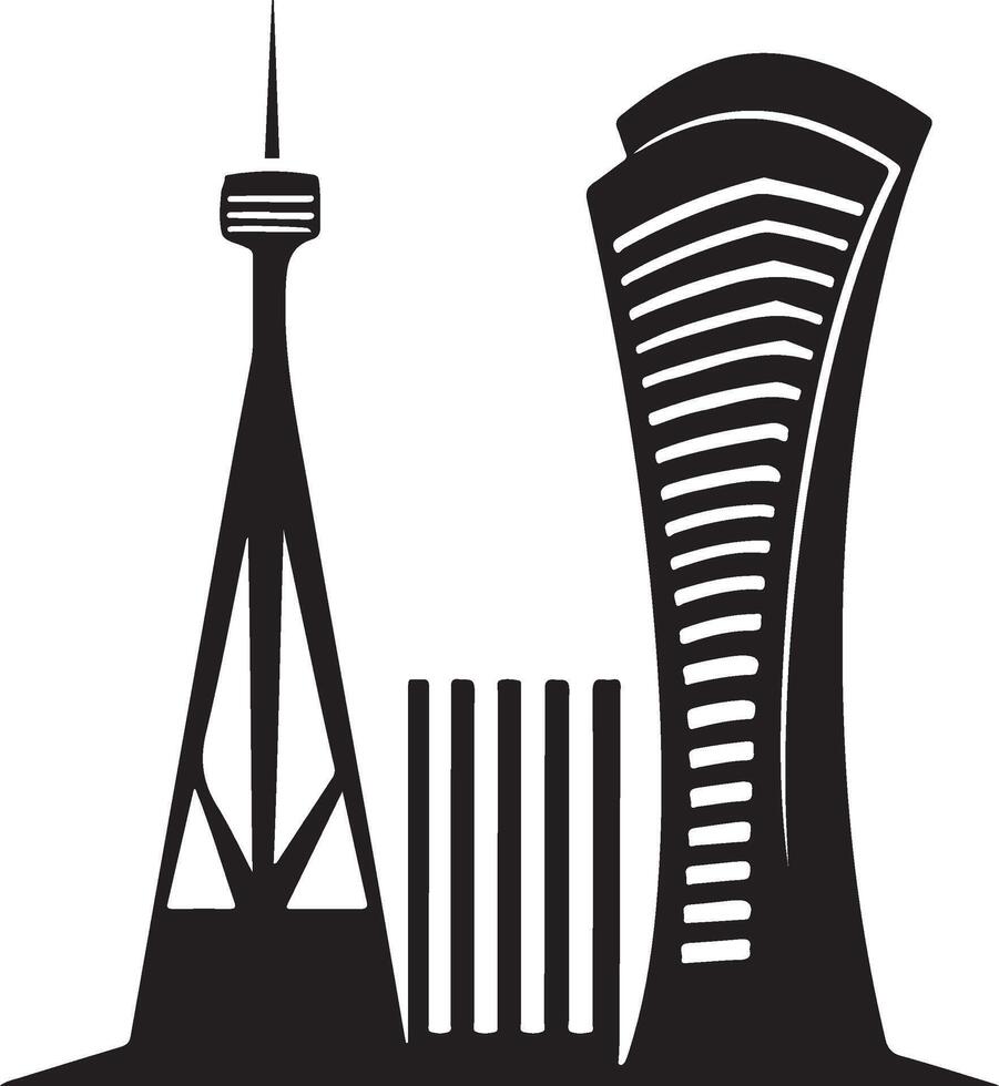 Silhouette of Modern Cityscape with Tower and Skyscraper vector
