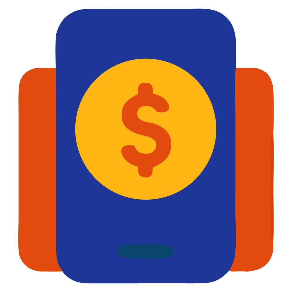 Colorful illustration of a smartphone displaying a dollar sign, symbolizing digital finance and transactions vector
