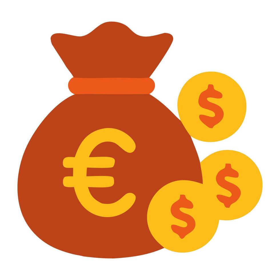 A vibrant illustration of a money bag with coins, symbolizing wealth and finance vector