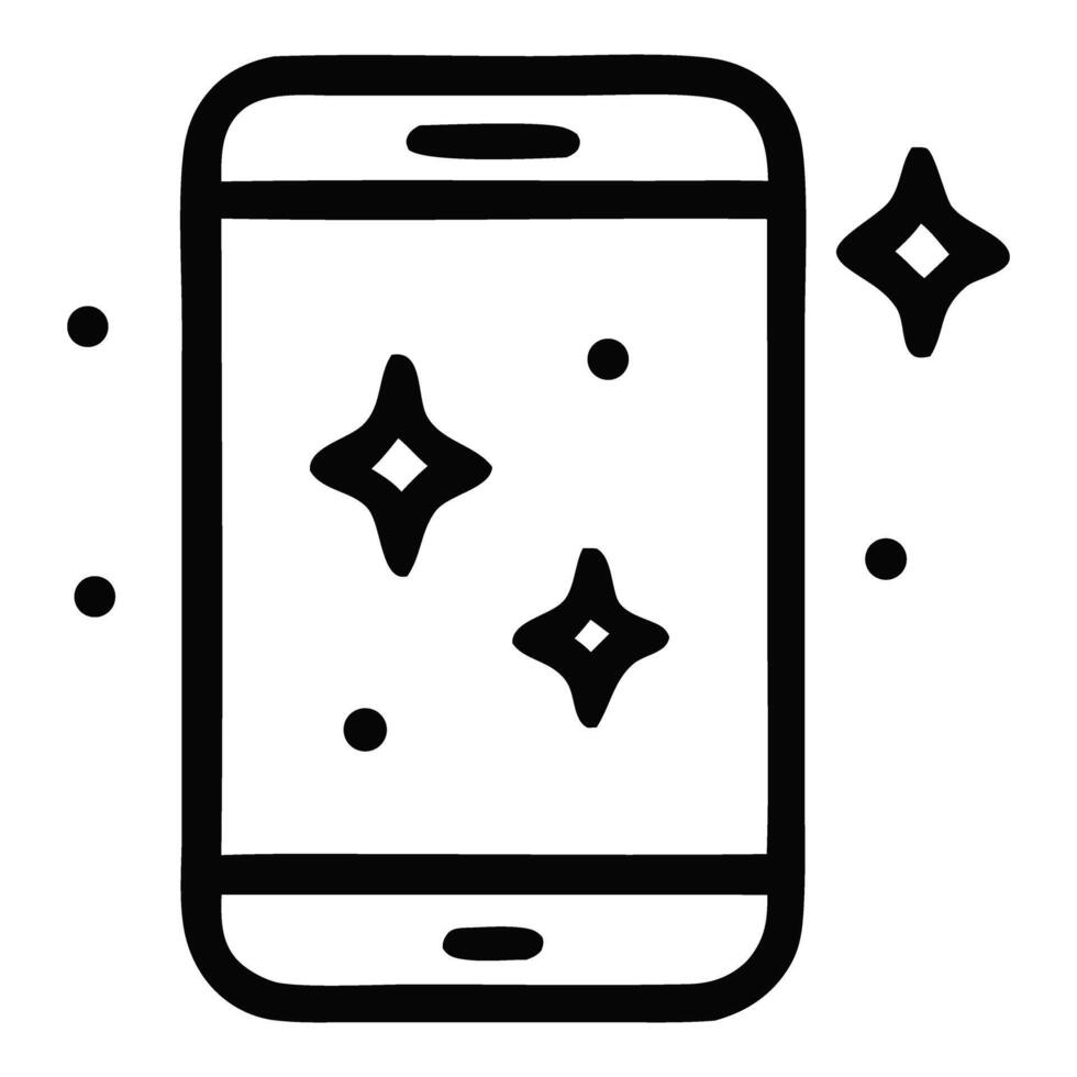 Illustration of a smartphone surrounded by sparkling effects, symbolizing technology and innovation vector