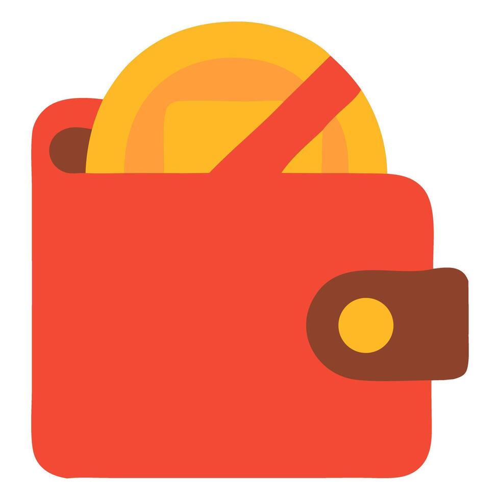 Vibrant red wallet with a golden coin partially visible, symbolizing savings and finance vector