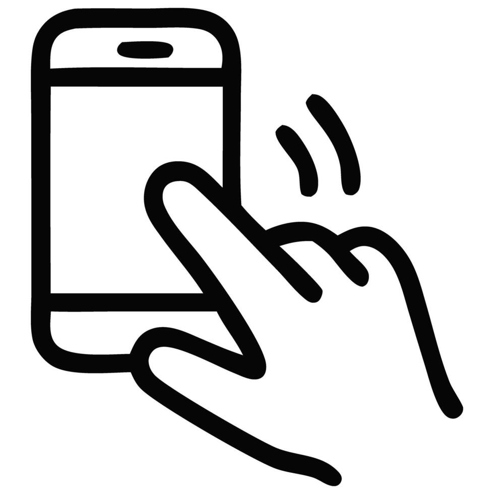 Hand interacting with a smartphone screen, showcasing technology use in a modern setting vector