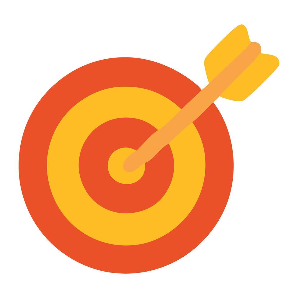 Colorful bullseye target with an arrow hitting the center, symbolizing precision and achievement vector