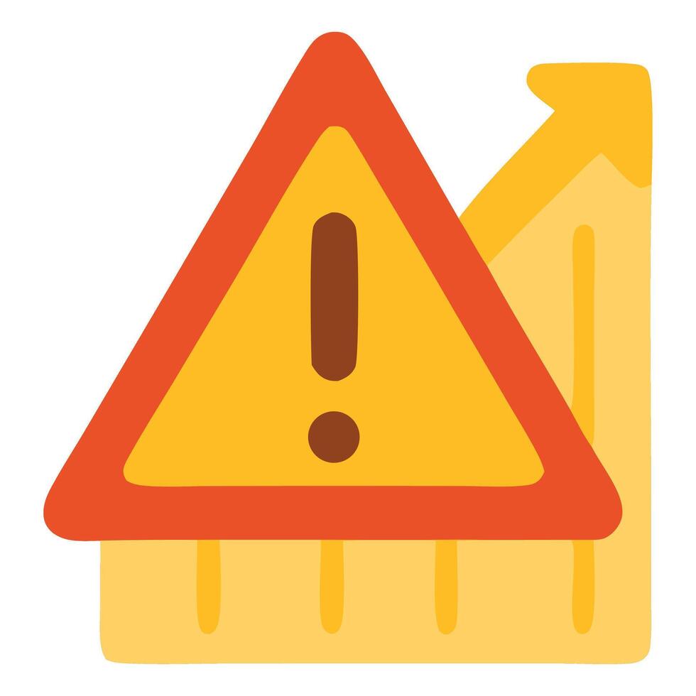 Colorful warning symbol indicating alertness with an upward trend background for safety awareness vector