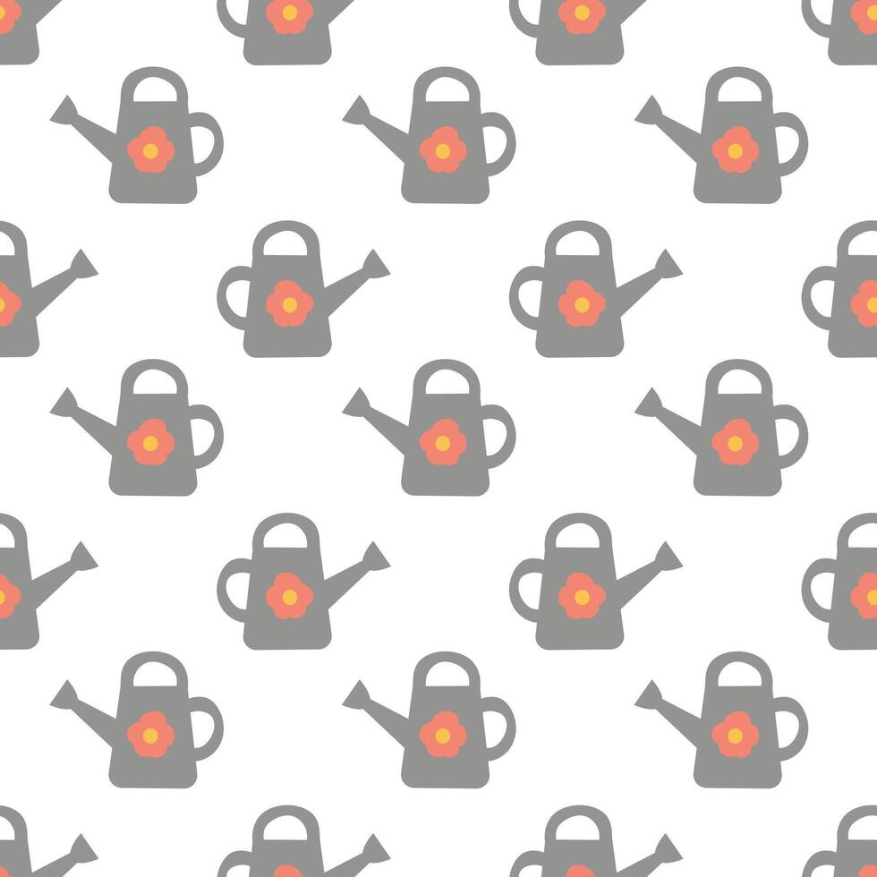 Seamless Pattern with Watering can. Garden background. flat illustration. vector