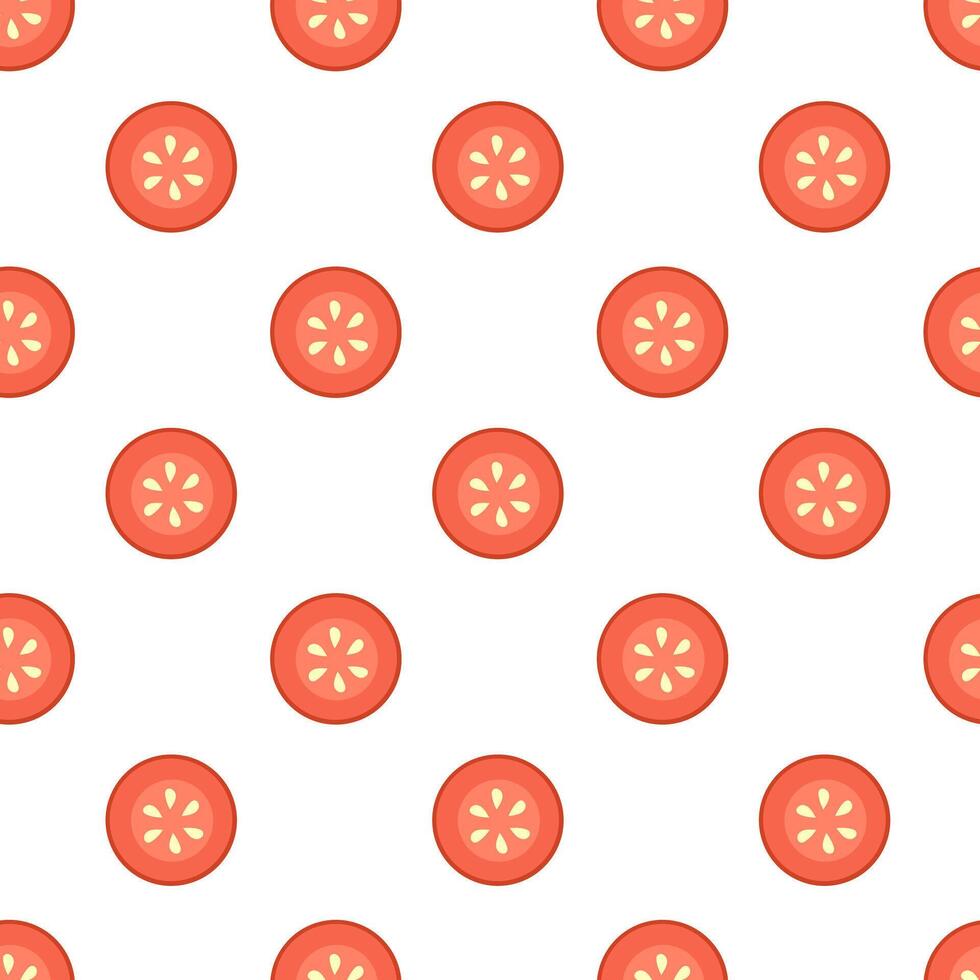 Seamless pattern with tomato slices. Summer vegetable wallpaper. flat illustration. vector