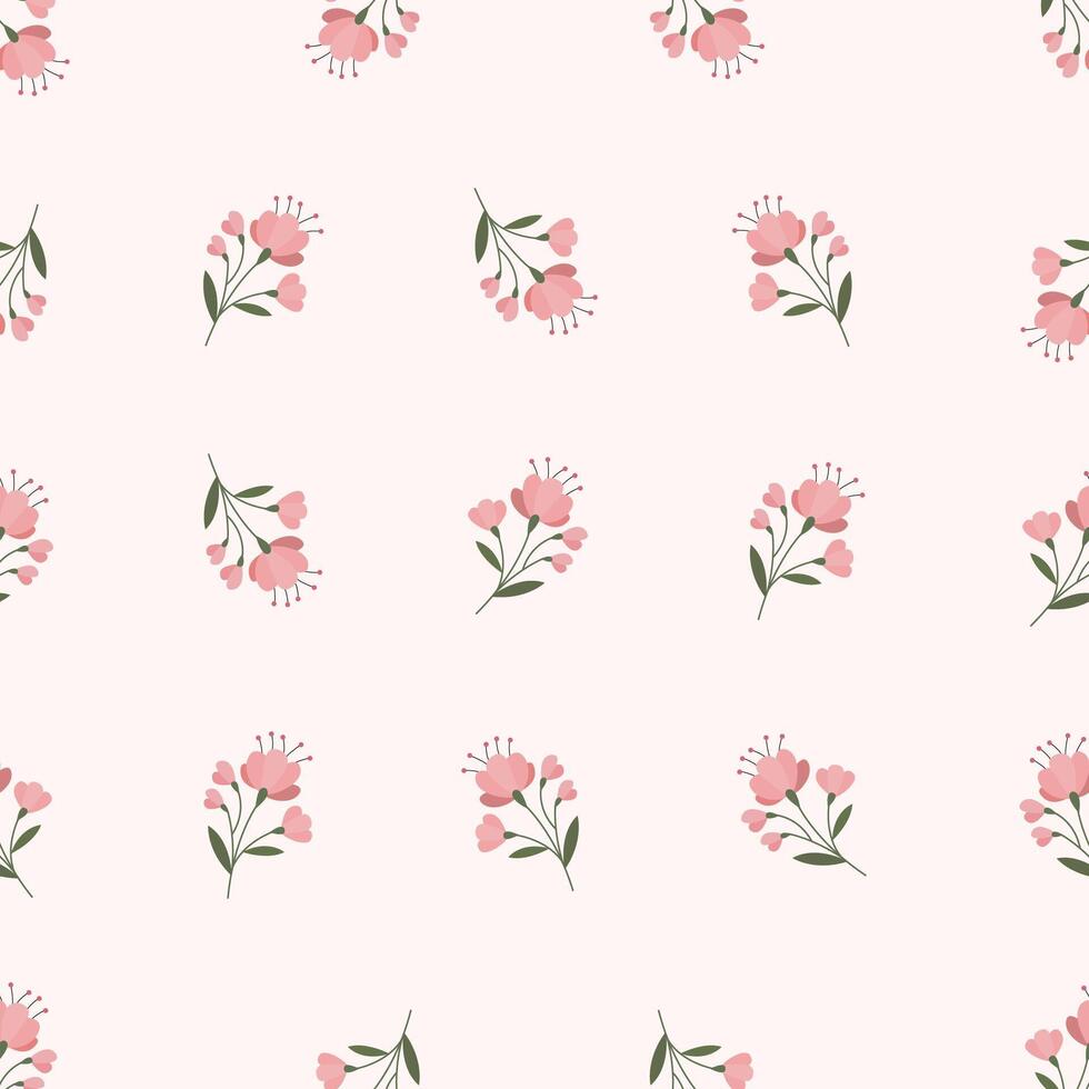 A pink floral pattern on a white background vector