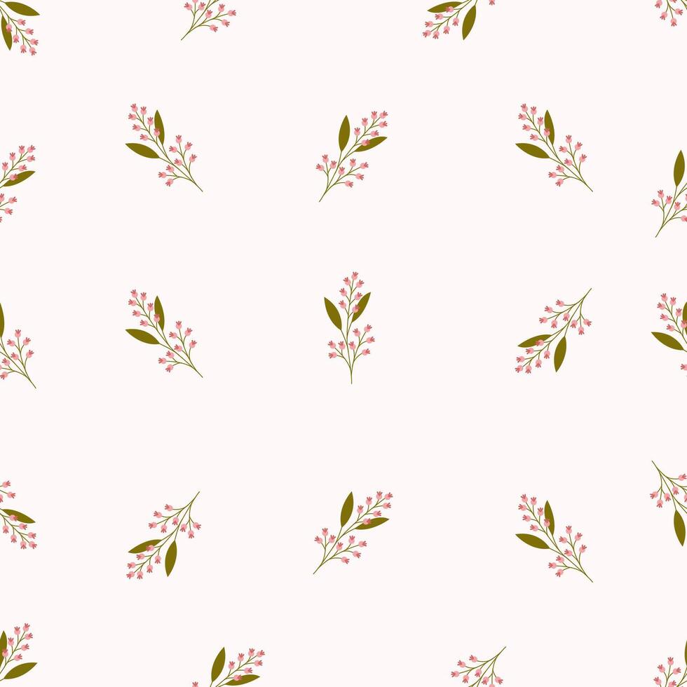 A floral pattern with leaves and flowers Seamless floral pattern. Motives are scattered randomly. Flower pattern background. cute pattern. vector