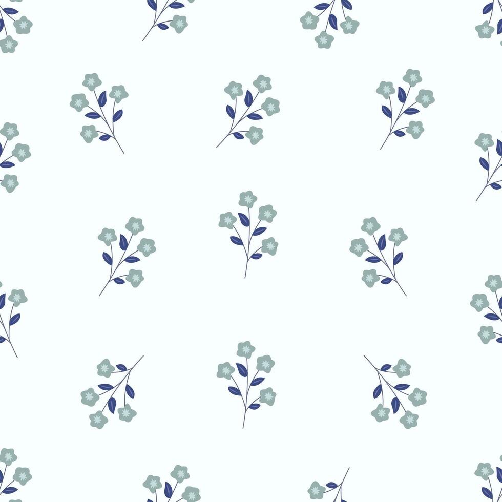 A pattern with blue flowers on a white background vector