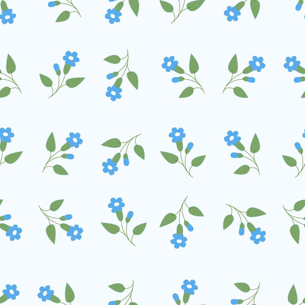 A pattern with blue flowers and leaves vector