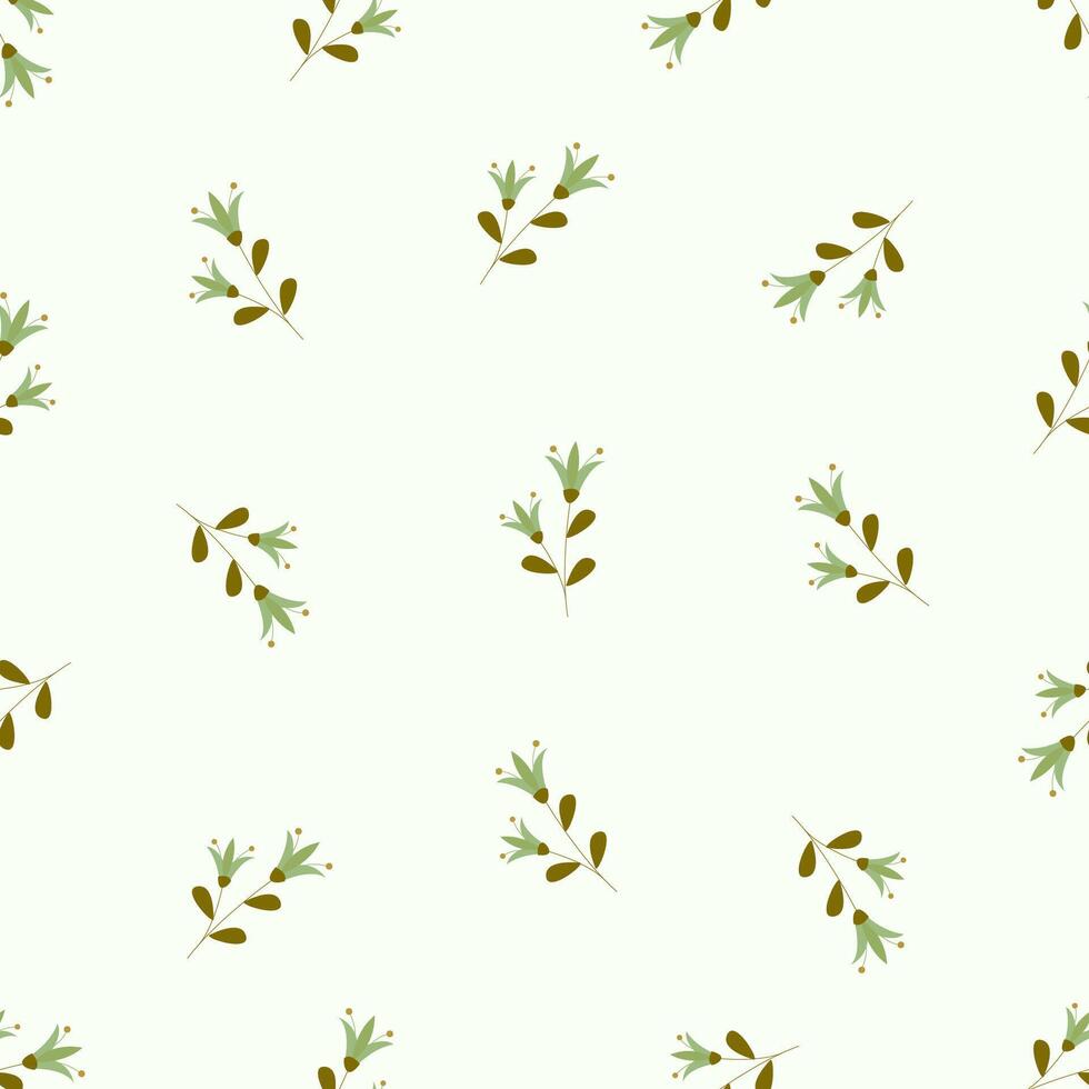 A pattern with green leaves on a white background vector