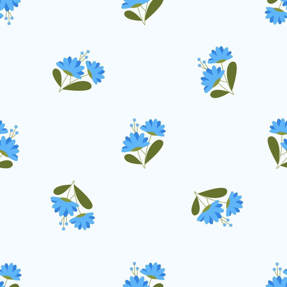 A blue flower pattern on a white background vector