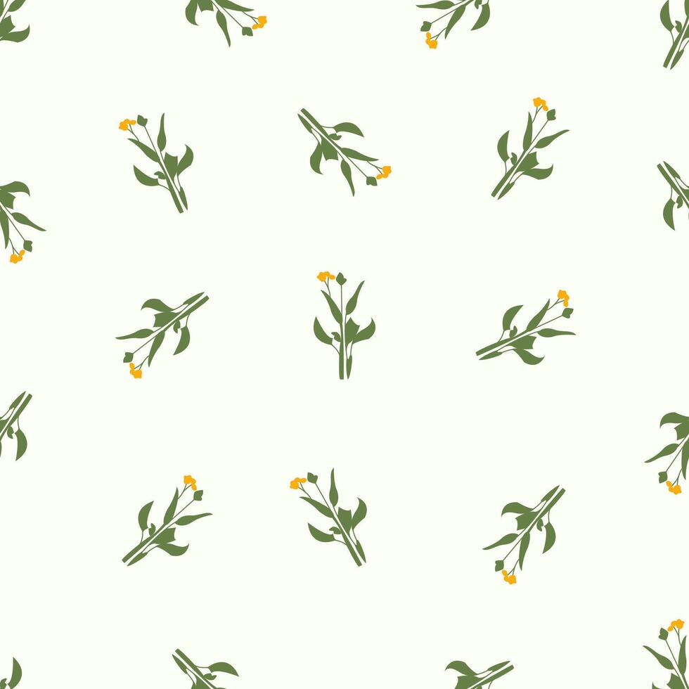 A pattern with yellow flowers and leaves on a white background vector