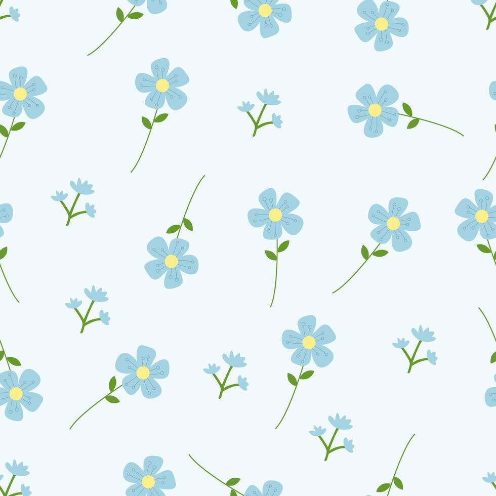 A blue and yellow flower pattern with small flowers vector