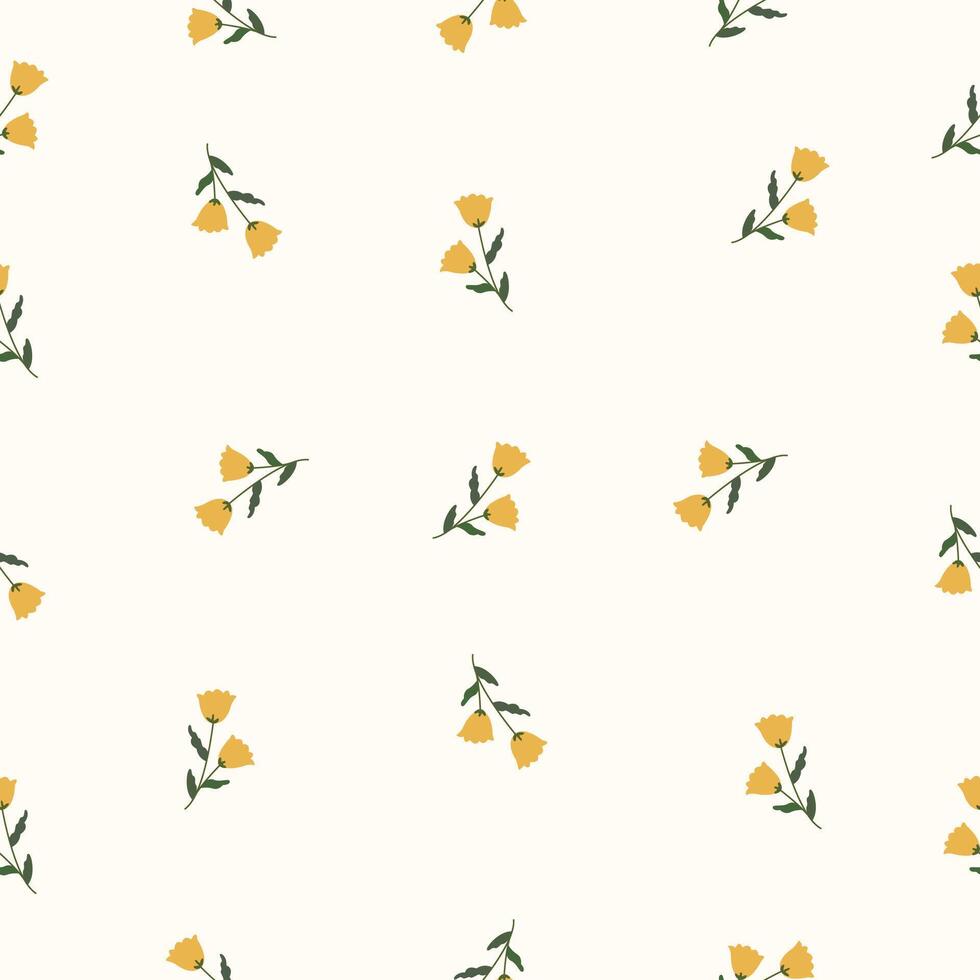 A pattern with yellow flowers on a white background vector